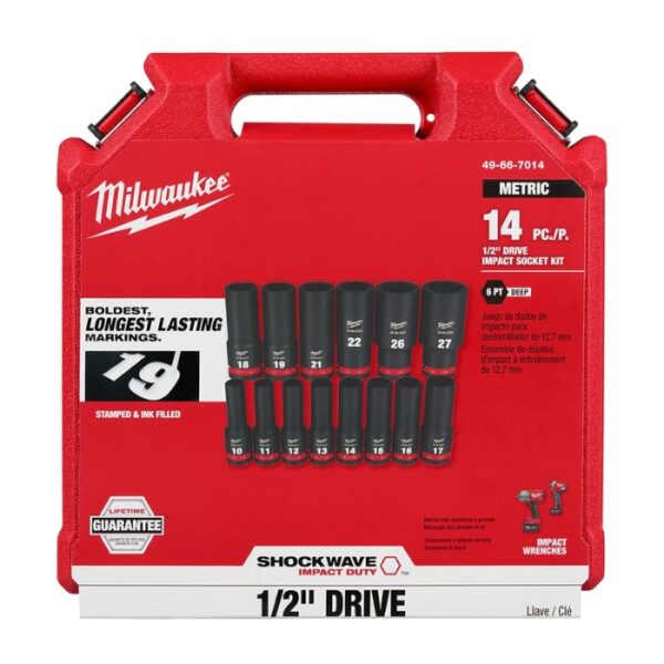 Bộ đầu khẩu siết bu lông 1/2 bộ 14 pcs Milwaukee 49-66-7014